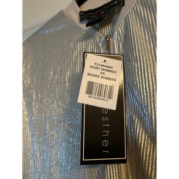 NWT Polly & Esther Silver Ribbed Jacket Long Sleeve Full Zip Ribbed Cuffs Sz XS - Picture 5 of 7